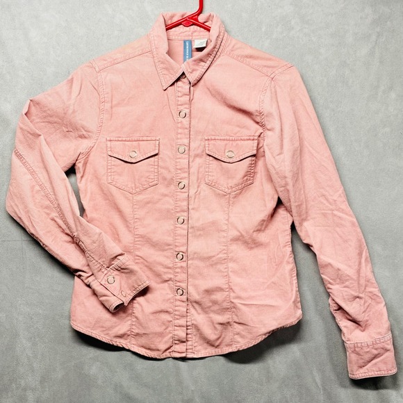 Canyon River Blues Pink Corduroy Button Up Shirt Jacket Size M Long Sleeve - Picture 1 of 9